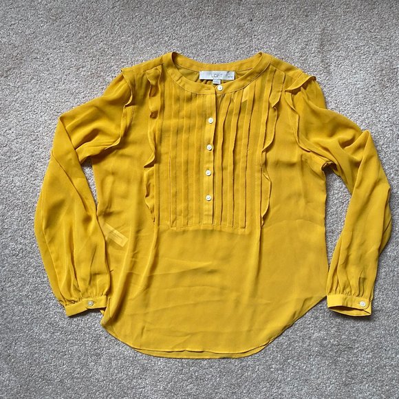 LOFT mustard blouse XSP - Picture 2 of 8